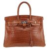 Hermès  Birkin 35 cm handbag  in brown porosus crocodile - Detail D2 thumbnail