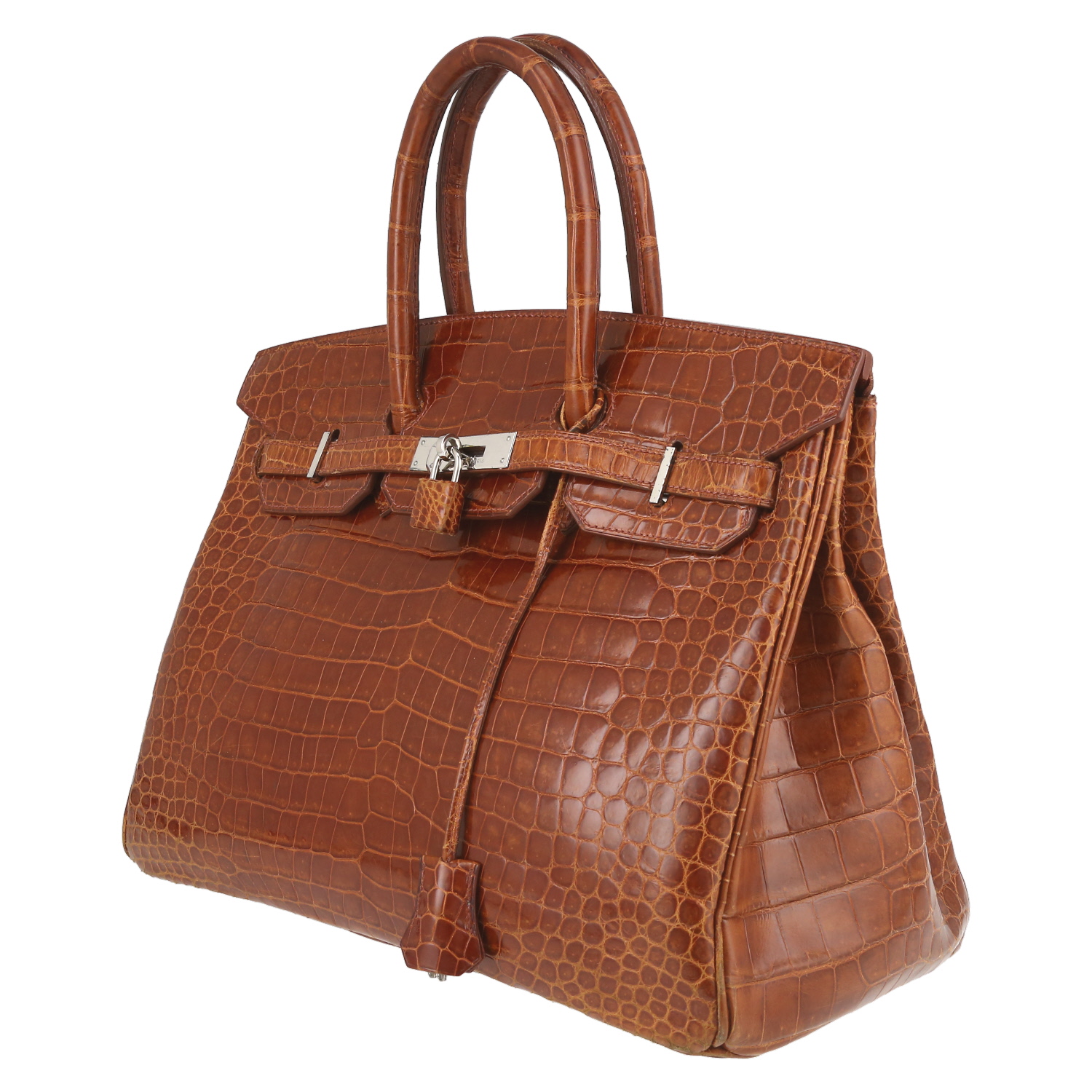 Borsa Hermès  Birkin 35 cm in coccodrillo marino marrone - Detail D3