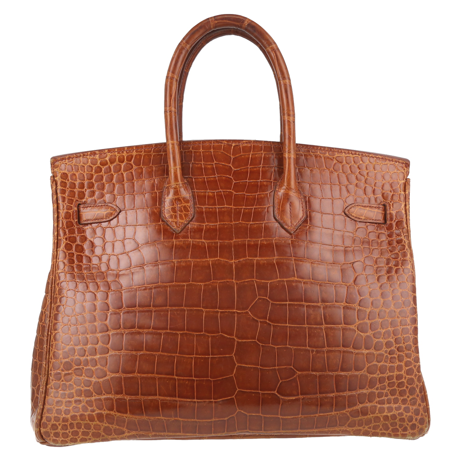 Bolso de mano Hermès  Birkin 35 cm en cocodrilo porosus marrón - Detail D7