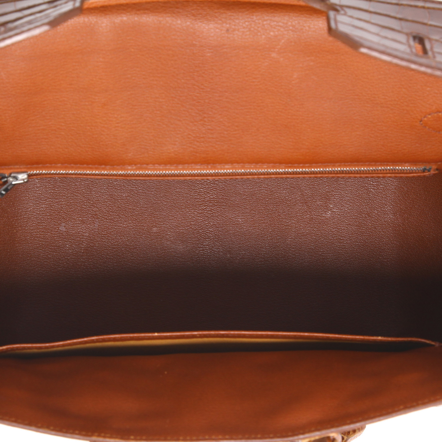 Borsa Hermès  Birkin 35 cm in coccodrillo marino marrone - Detail D8