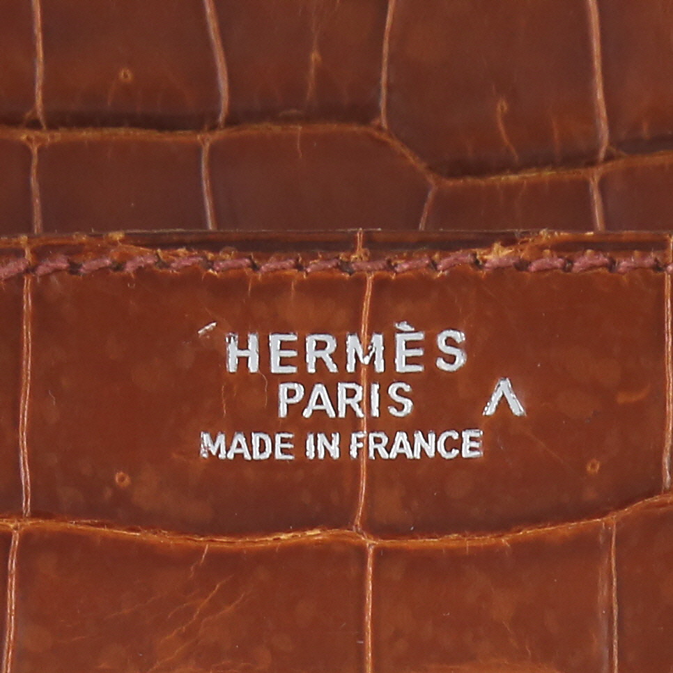 Borsa Hermès  Birkin 35 cm in coccodrillo marino marrone - Detail D9