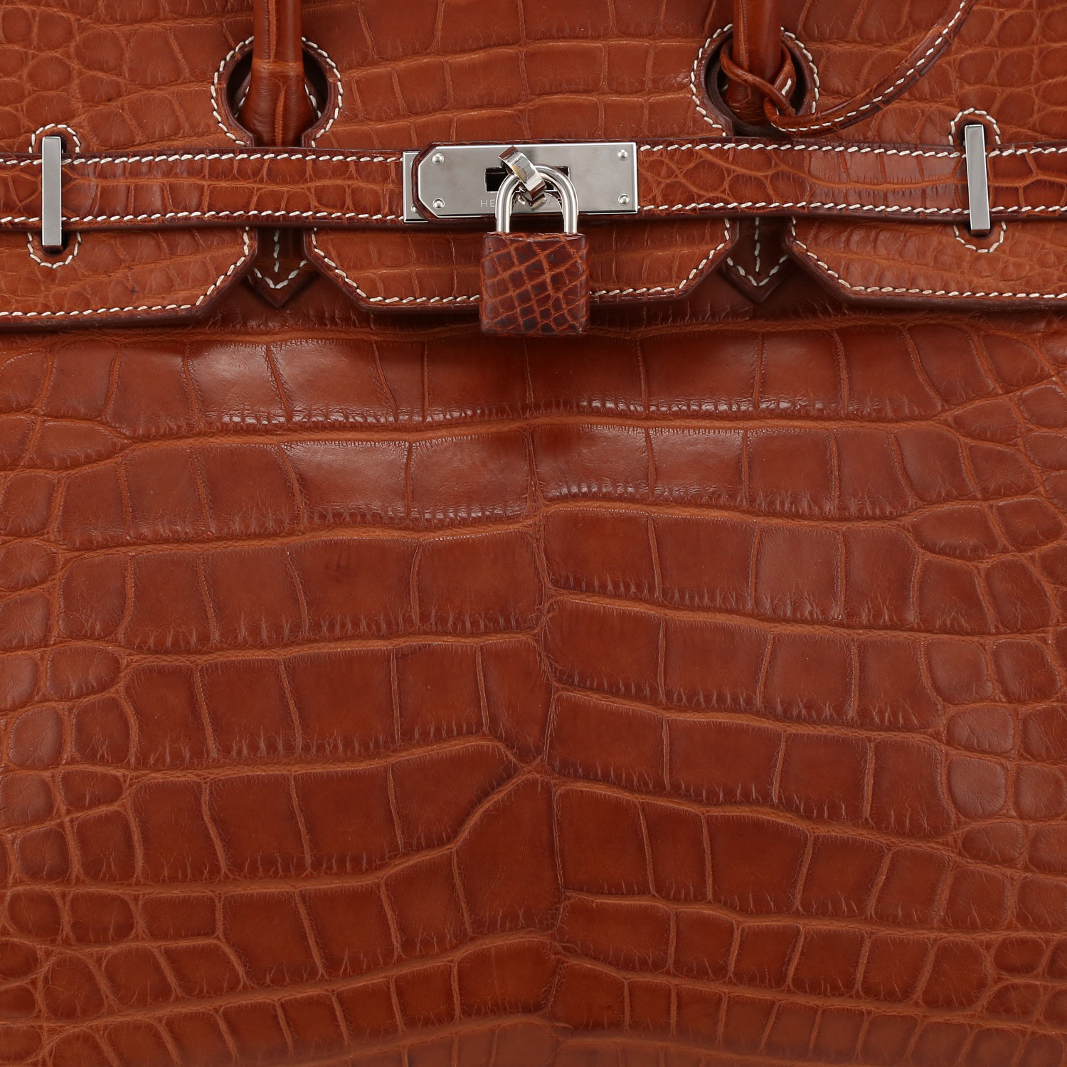Sac à main Hermès  Birkin 35 cm en crocodile marron - Detail D1