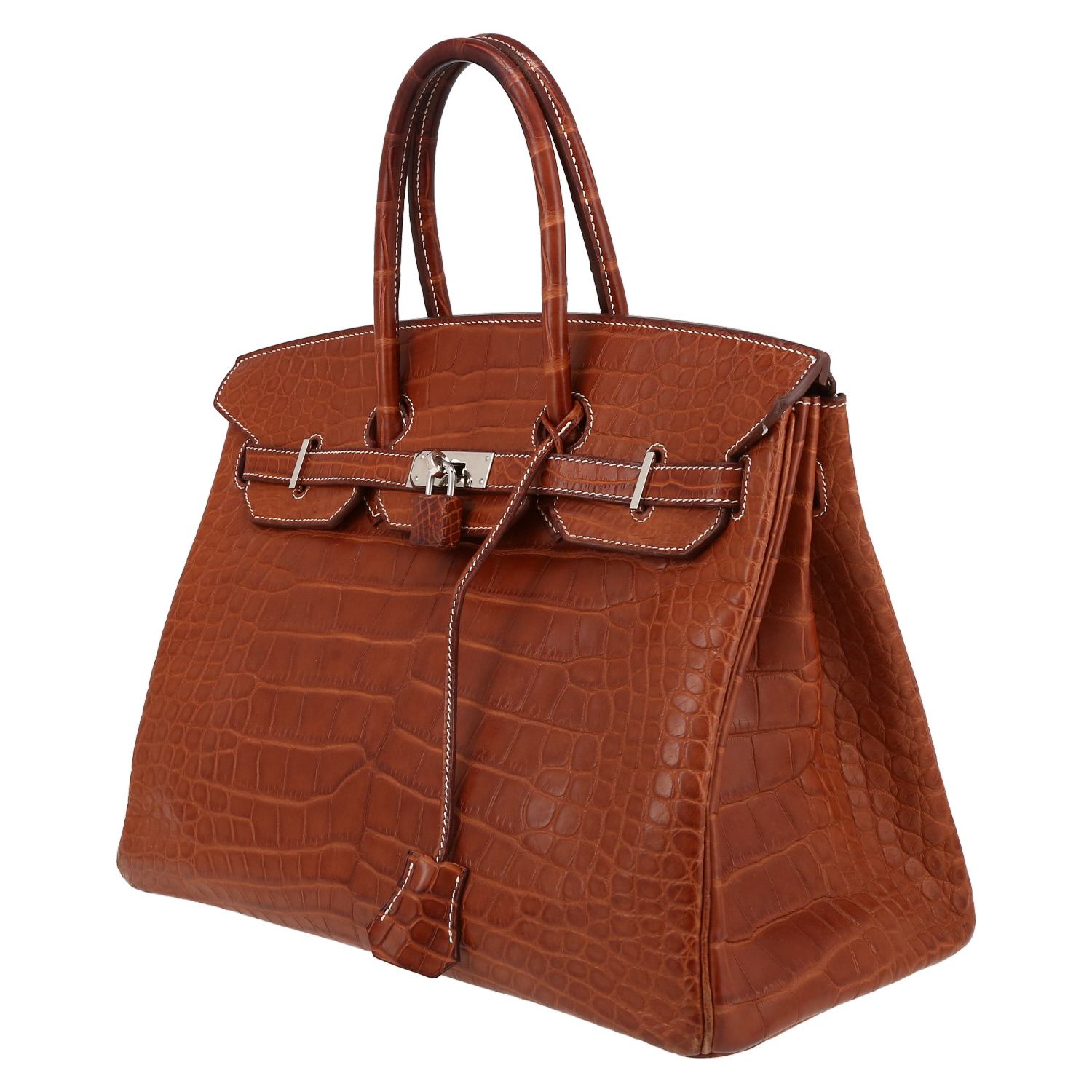 Borsa Hermès  Birkin 35 cm in coccodrillo marrone - Detail D3