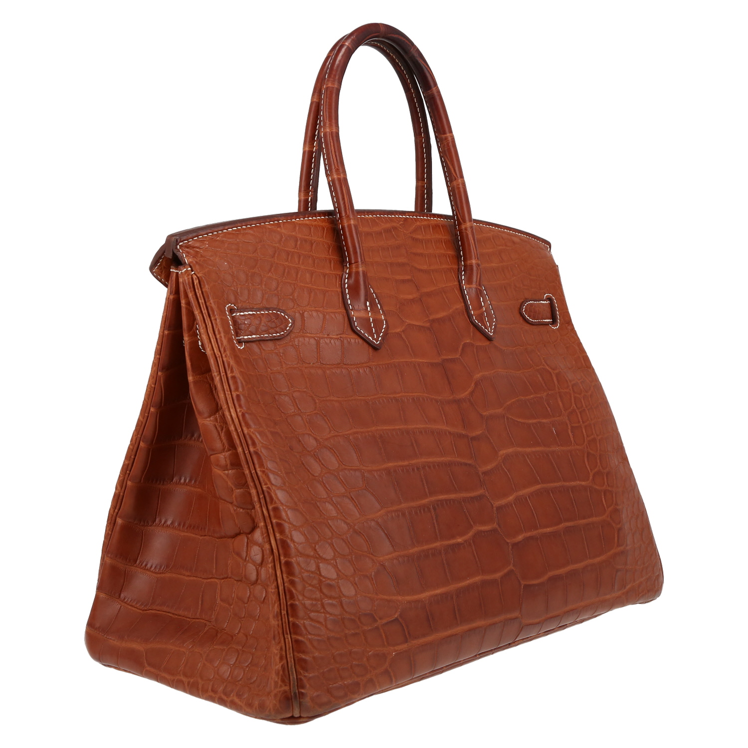 Borsa Hermès  Birkin 35 cm in coccodrillo marrone - Detail D6