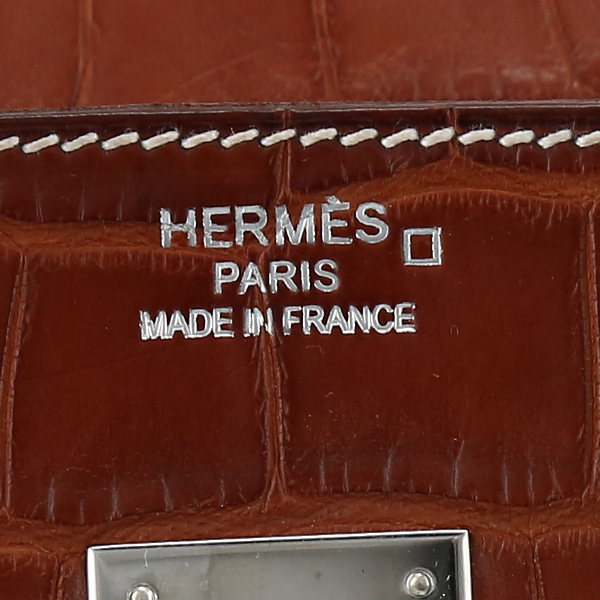 Sac à main Hermès  Birkin 35 cm en crocodile marron - Detail D9