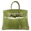 Borsa Hermès  Birkin 35 cm in coccodrillo marino verde anice - Detail D2 thumbnail