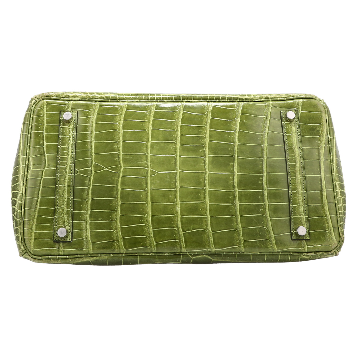Borsa Hermès Birkin 35 cm in coccodrillo marino verde anice - Detail D4