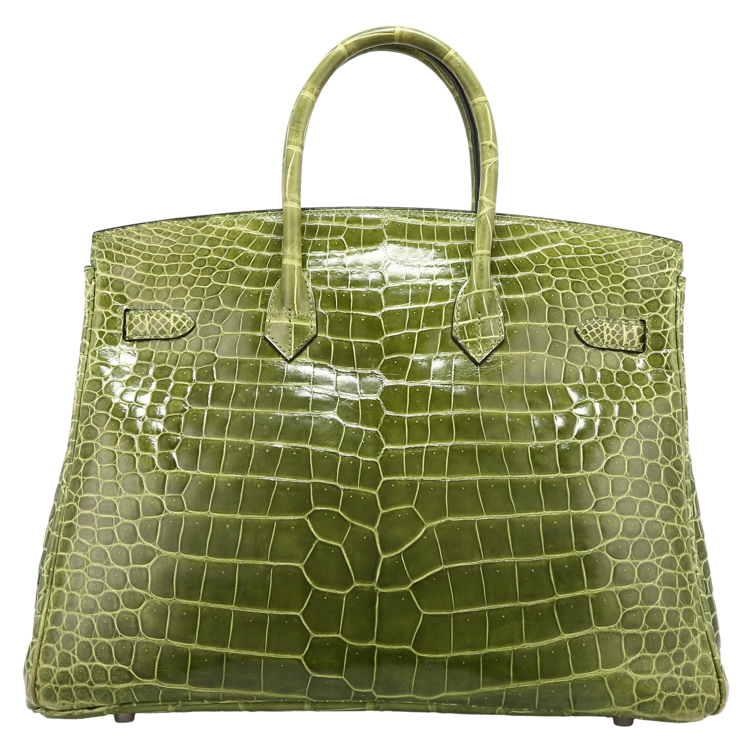 Bolso de mano Hermès  Birkin 35 cm en cocodrilo porosus verde anís - Detail D7