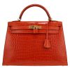 Hermès  Kelly 32 cm handbag  in orange porosus crocodile - Detail D2 thumbnail