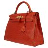 Borsa Hermès  hermes kelly depeches briefcase in black box leather in coccodrillo marino arancione - Detail D3 thumbnail