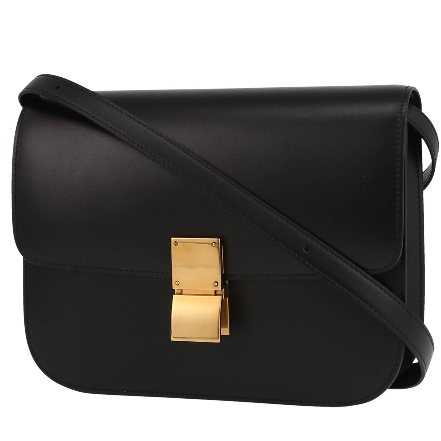 Classic Box Shoulder Bag In Black Box Leather