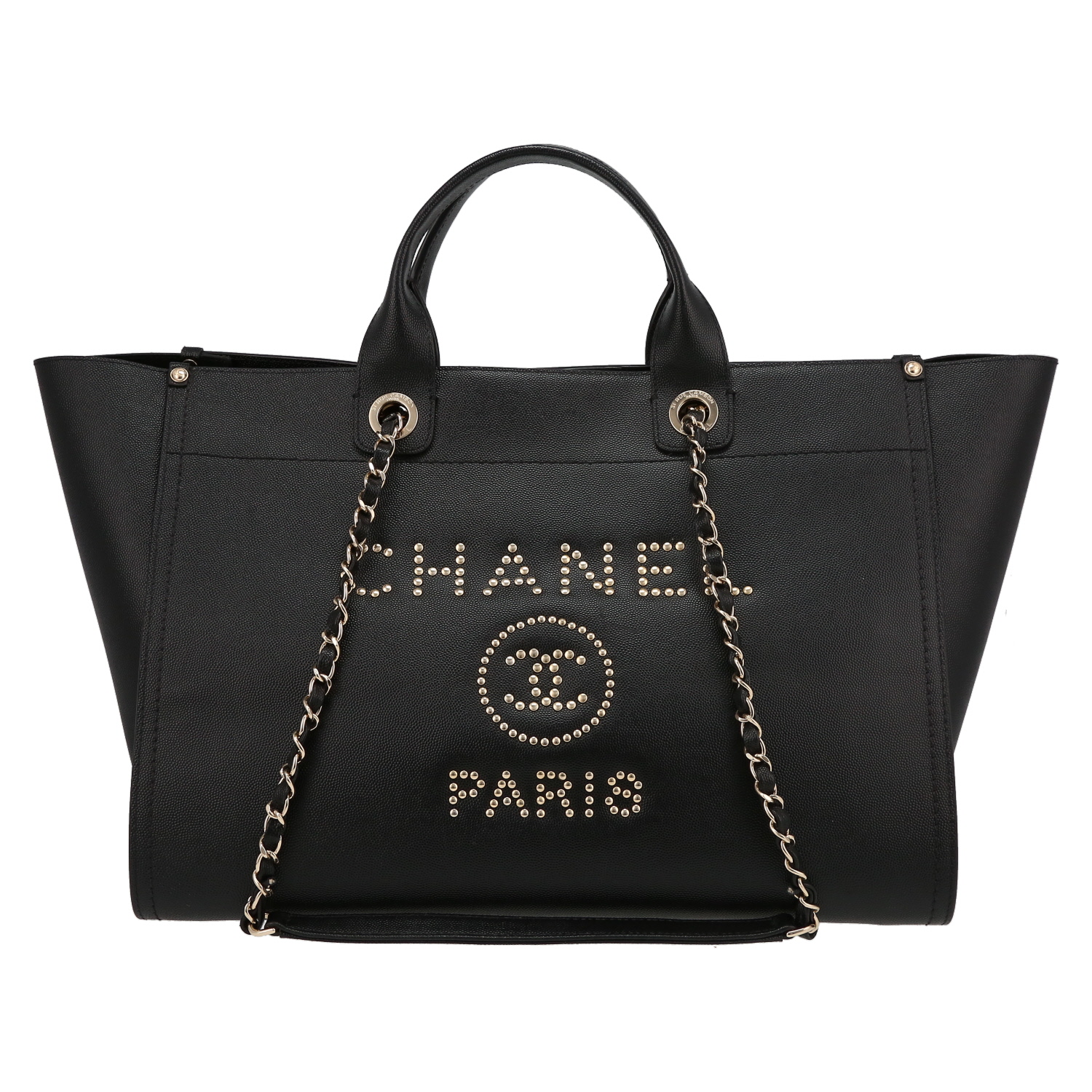 Chanel  Deauville 24 hours bag  in black leather - Detail D2