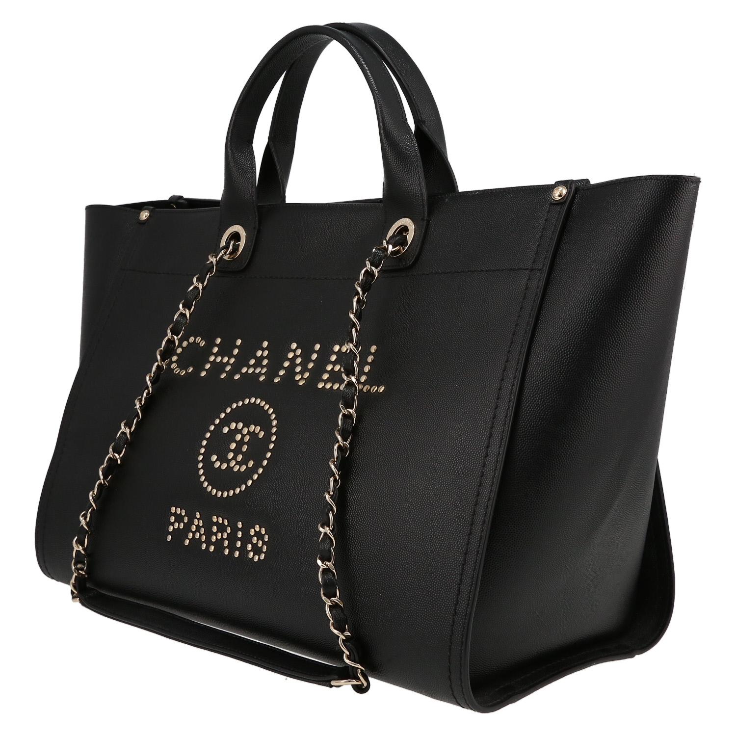 Bolso 24 horas Chanel  Deauville en cuero negro - Detail D3