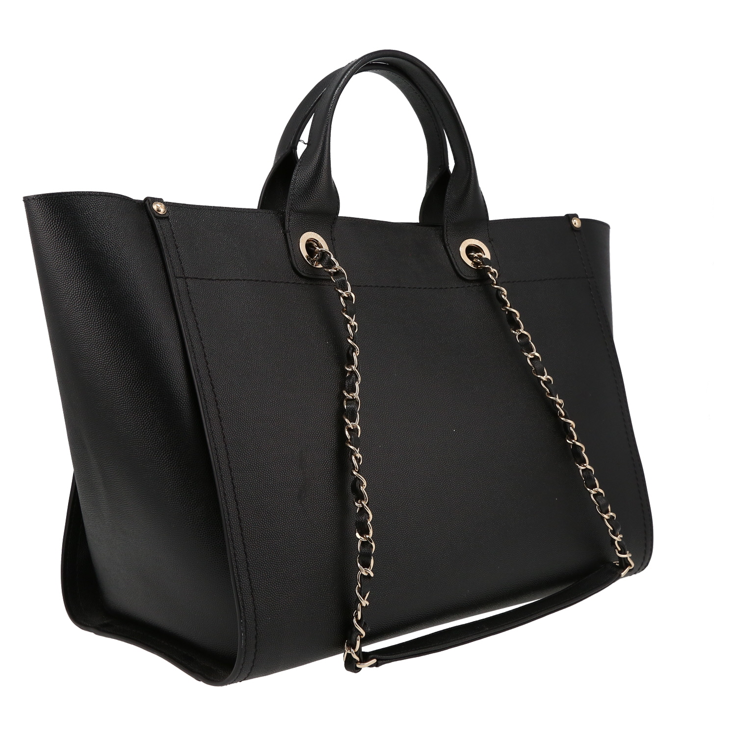 Borsa ventiquattrore Chanel  Deauville in pelle nera - Detail D6