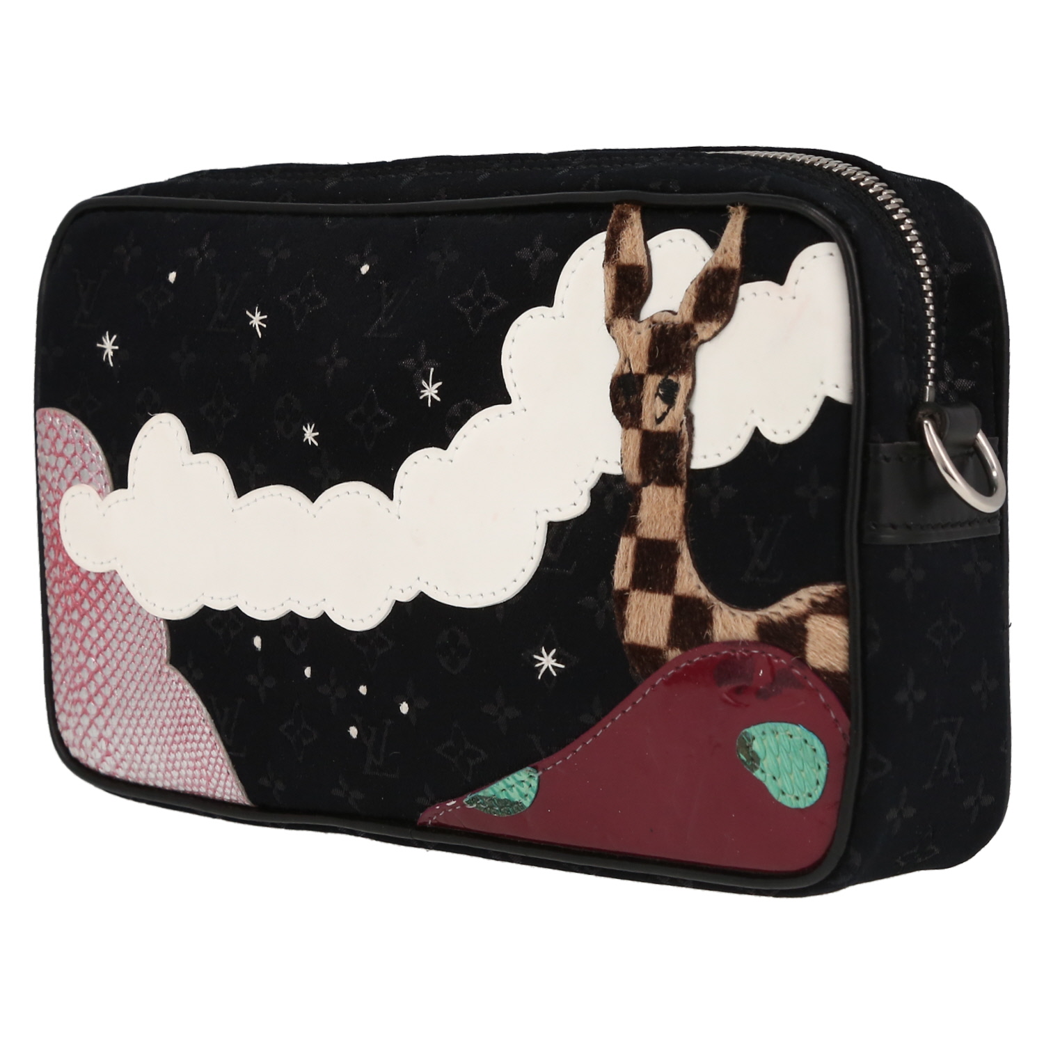 Louis Vuitton  Editions Limitées pouch  in black monogram canvas  and black leather - Detail D3