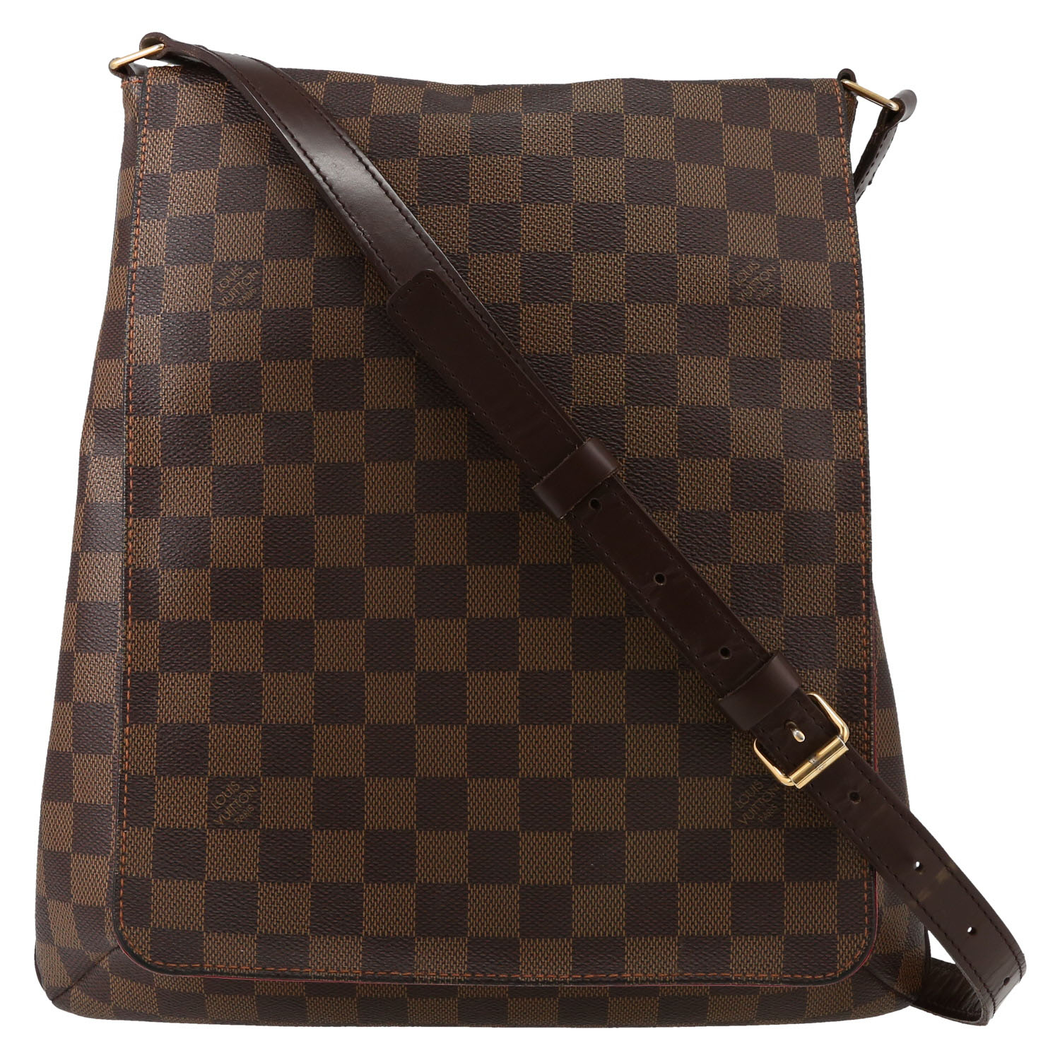 Louis Vuitton  Musette shoulder bag  in ebene damier canvas  and brown - Detail D2