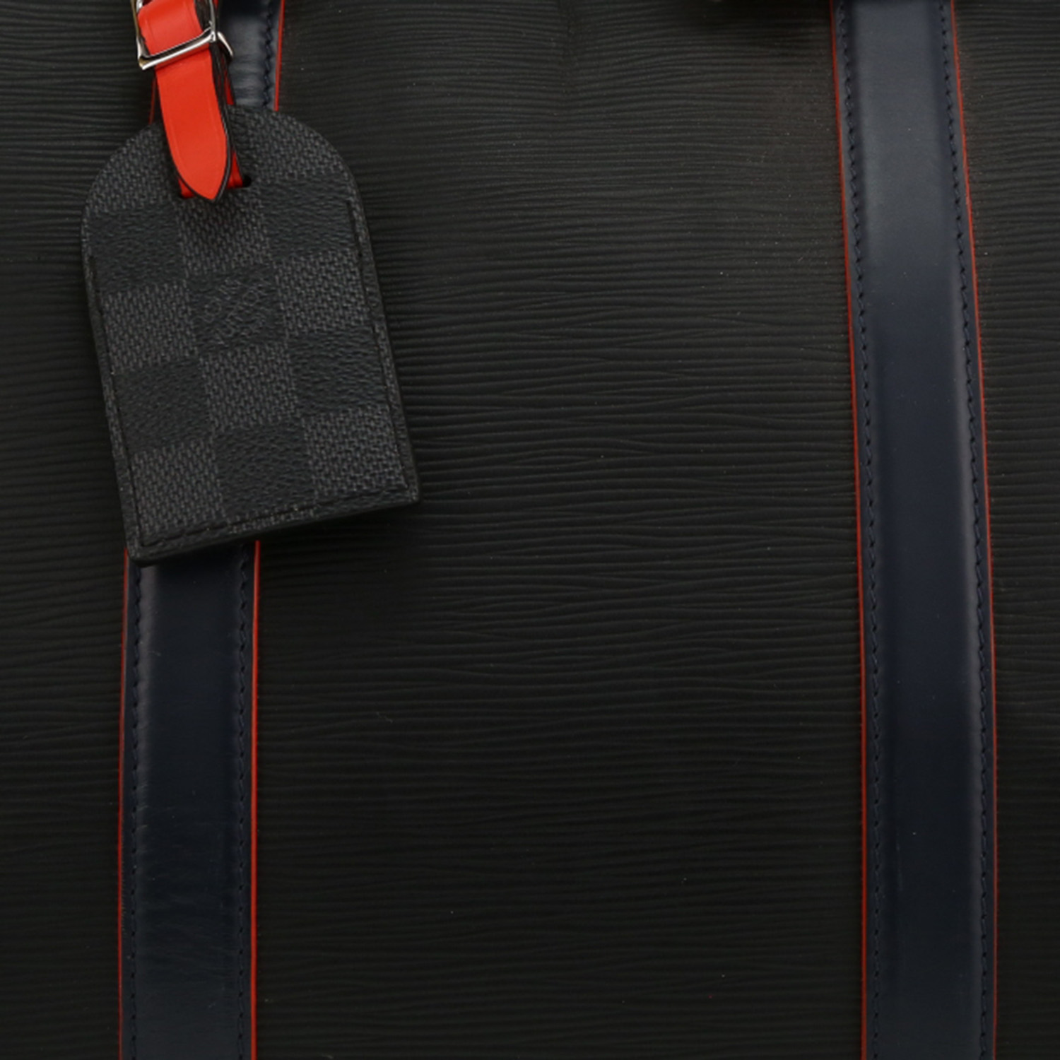 Bolsa de viaje Louis Vuitton  Keepall 50 en cuero Epi negro y cuero azul marino - Detail D1