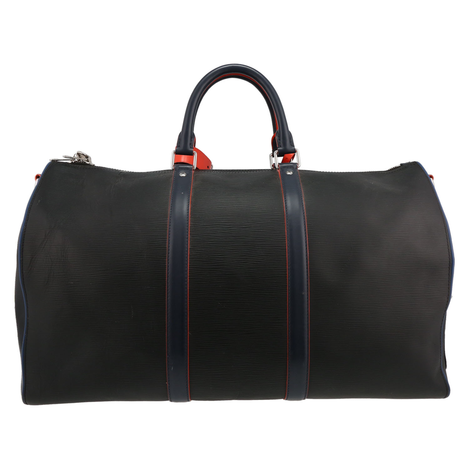 Louis Vuitton  Keepall 50 travel bag  in black epi leather  and navy blue leather - Detail D7