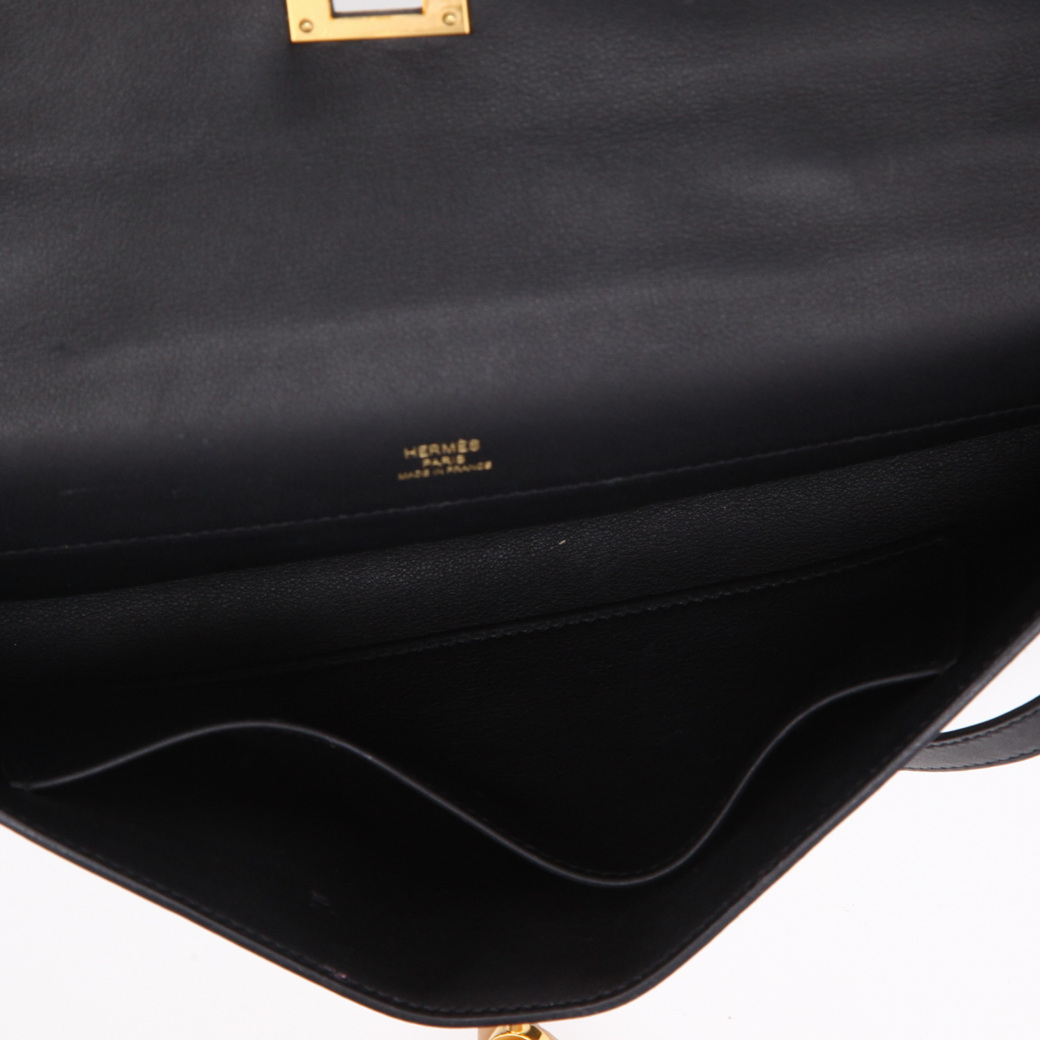 Hermès  Kelly Cut pouch  in black Swift leather - Detail D8