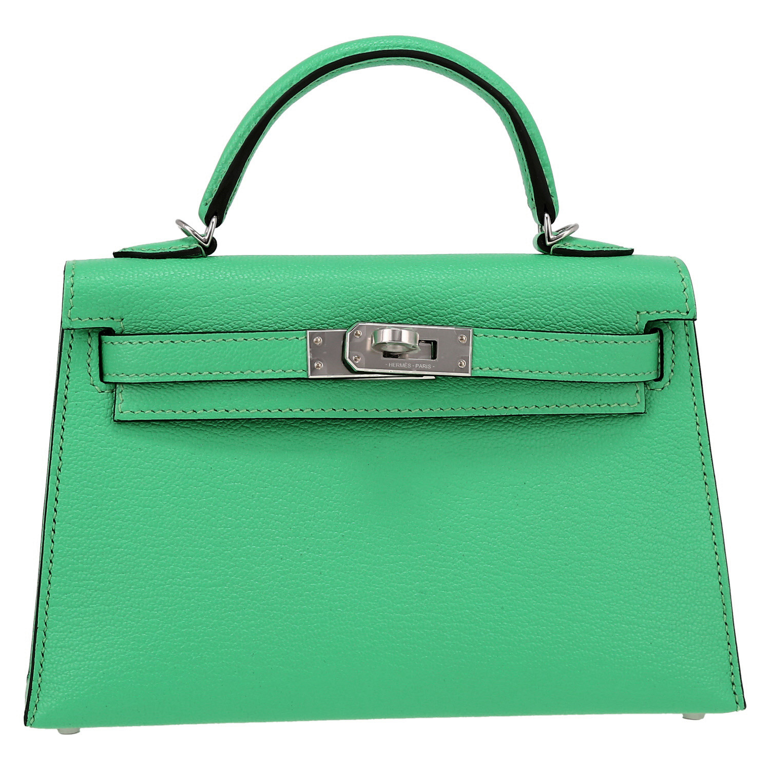 Sac à main Hermès  Kelly 20 cm en cuir Mysore vert Comics - Detail D2