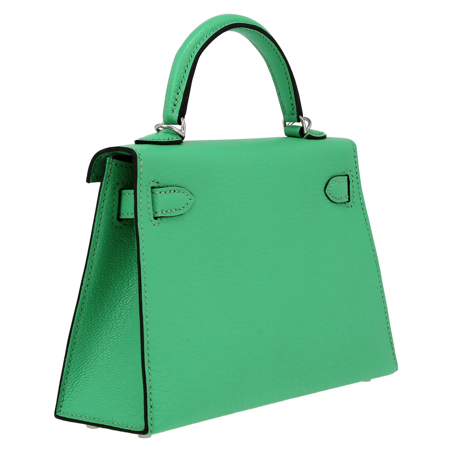 Hermès  Kelly 20 cm handbag  in green Comics Mysore leather - Detail D6