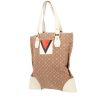 Shopping bag Louis Vuitton   in tela monogram beige e pelle bianca - 00pp thumbnail