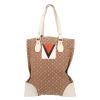 Louis Vuitton   shopping bag  in beige monogram canvas  and white leather - Detail D2 thumbnail