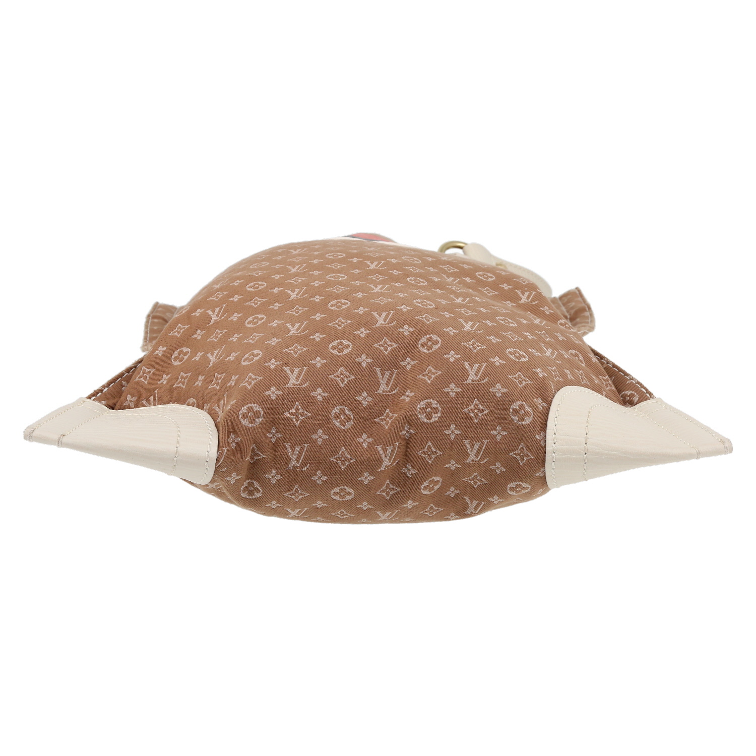 Sac cabas Louis Vuitton   en toile monogram beige et cuir blanc - Detail D4