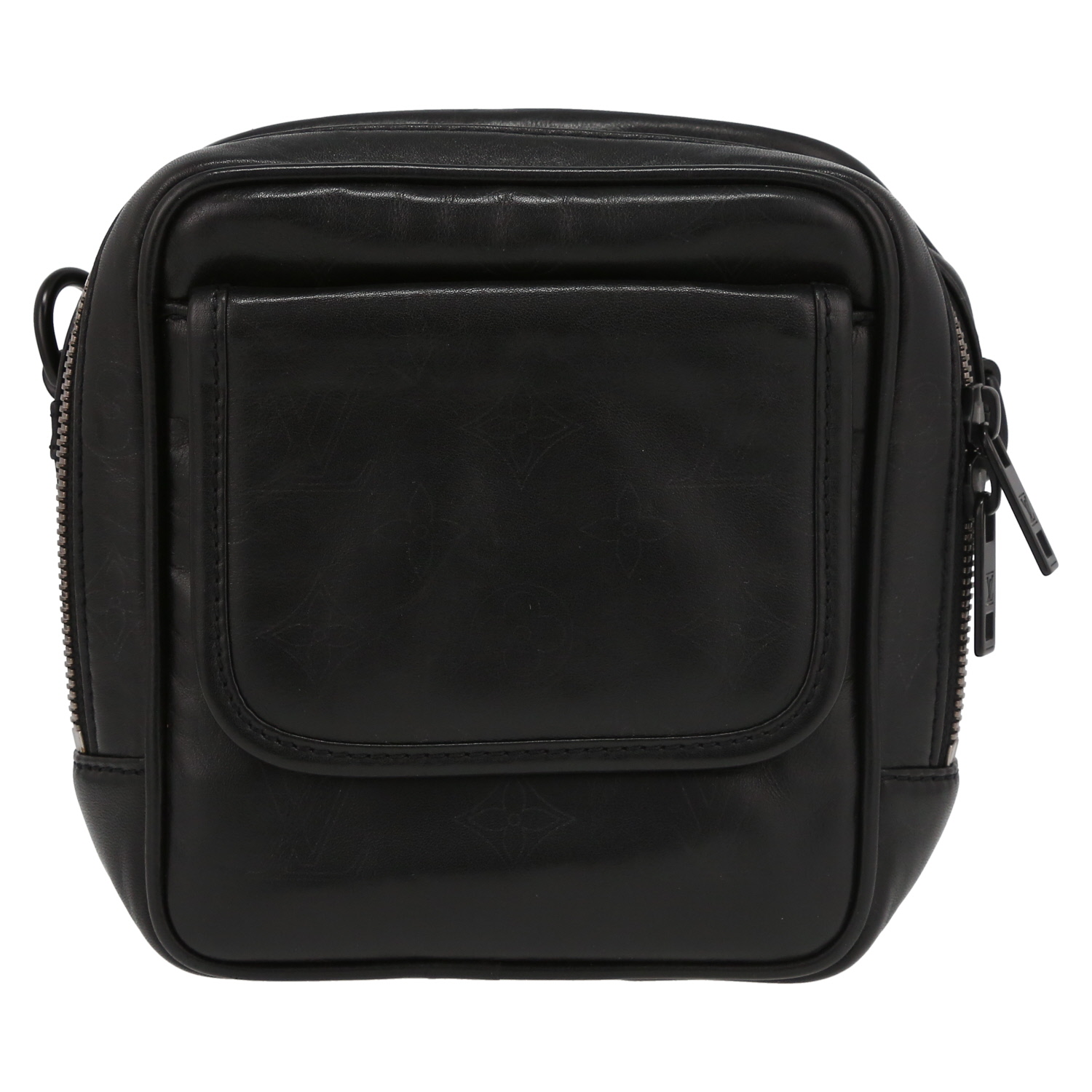 Sac bandoulière Louis Vuitton  Peonia en cuir noir - Detail D2