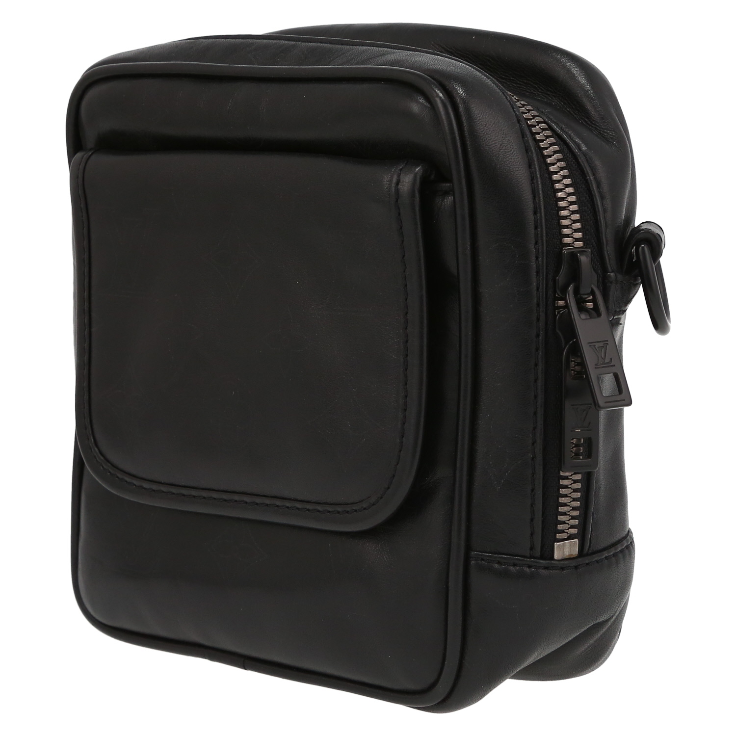 Sac bandoulière Louis Vuitton  Peonia en cuir noir - Detail D3