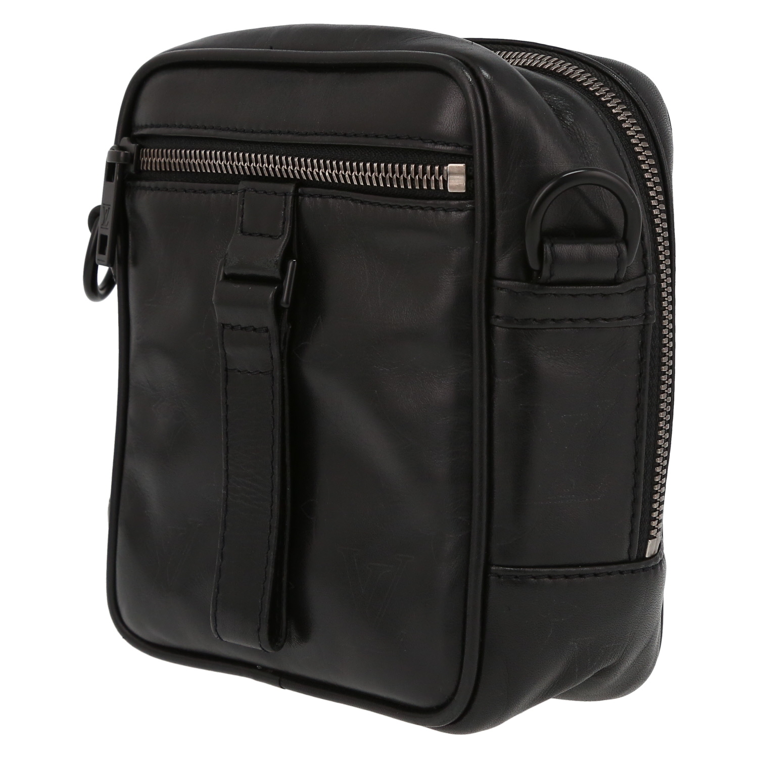 Sac bandoulière Louis Vuitton  Peonia en cuir noir - Detail D5