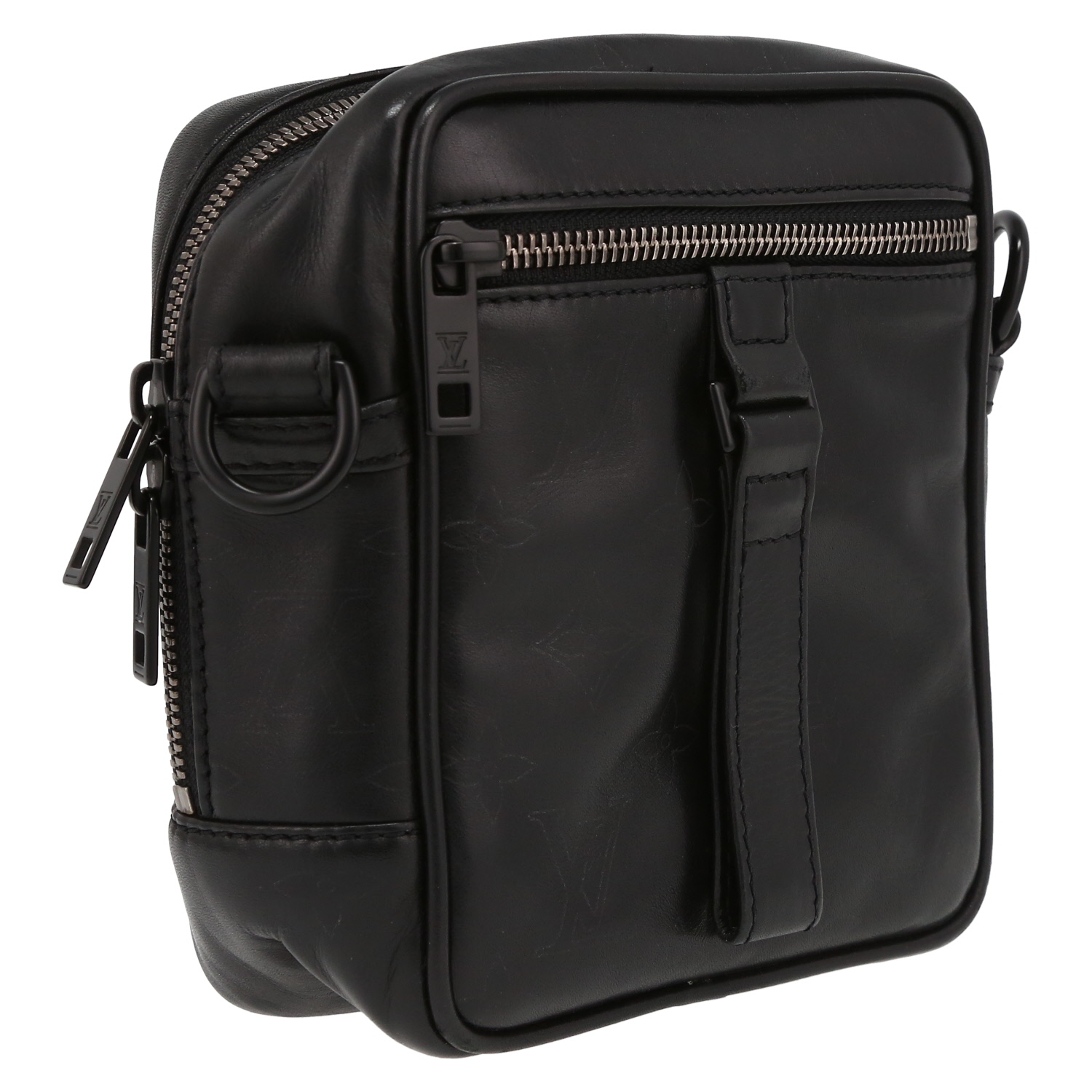 Sac bandoulière Louis Vuitton  Peonia en cuir noir - Detail D6