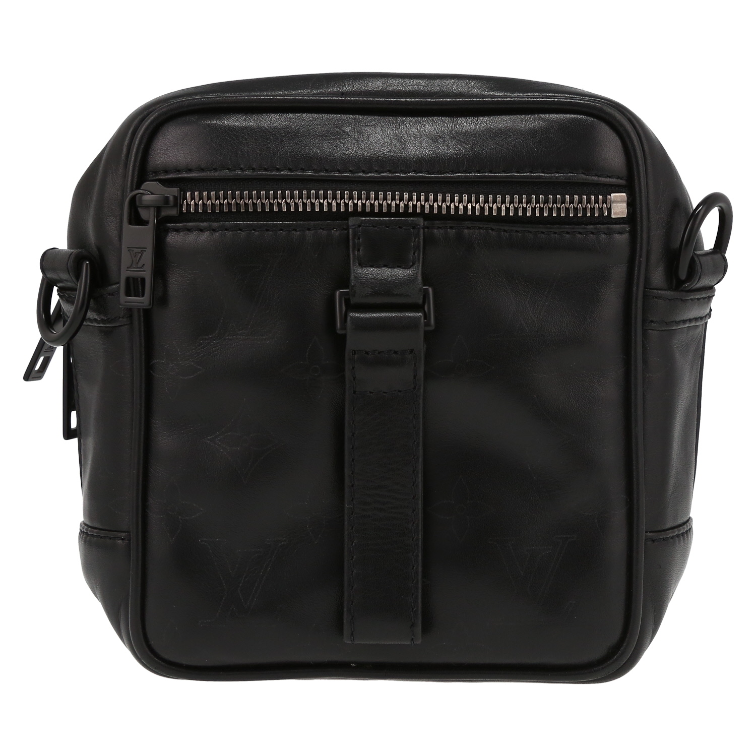 Sac bandoulière Louis Vuitton  Peonia en cuir noir - Detail D7