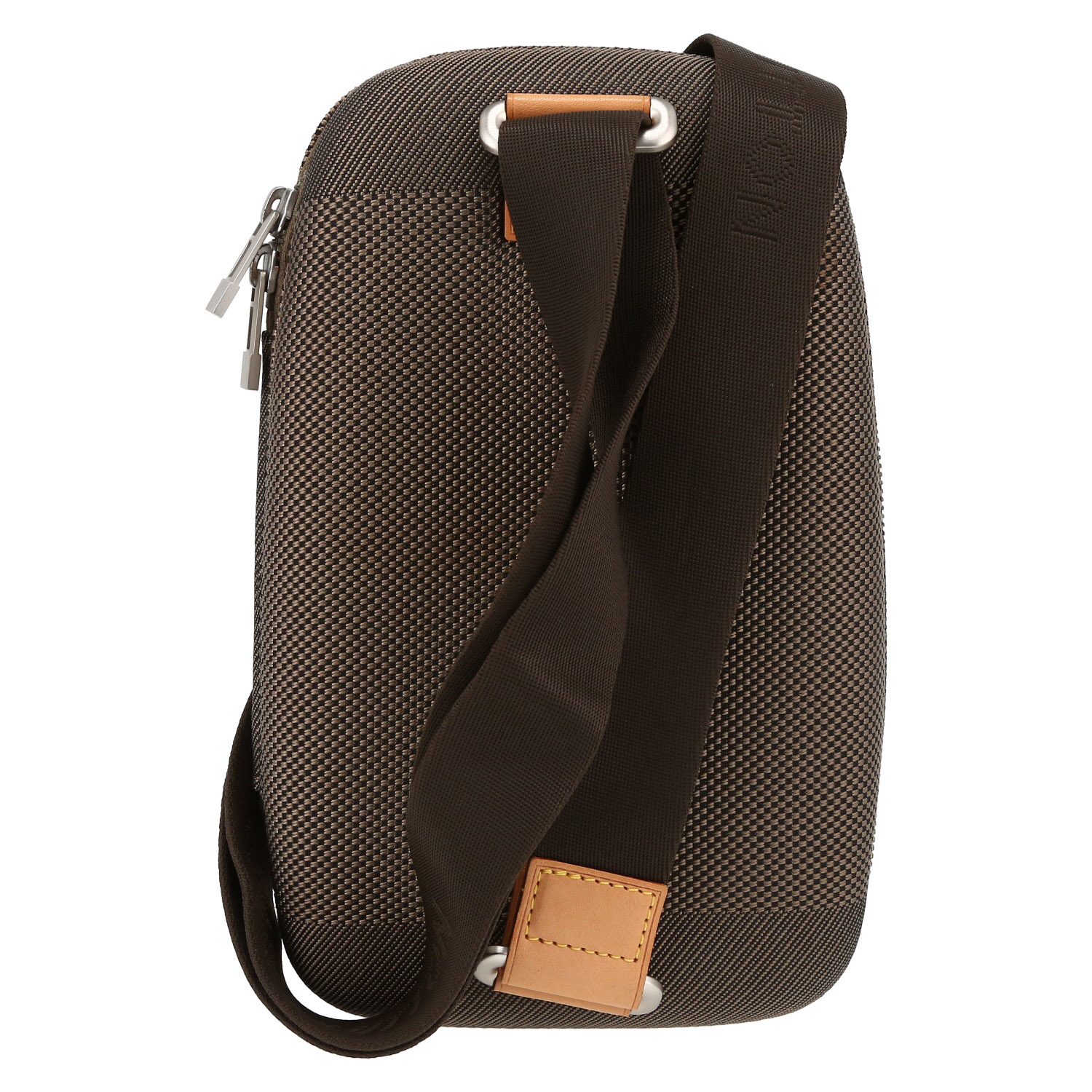 Sac bandoulière Louis Vuitton  Geant Mage en toile taupe et cuir naturel - Detail D7