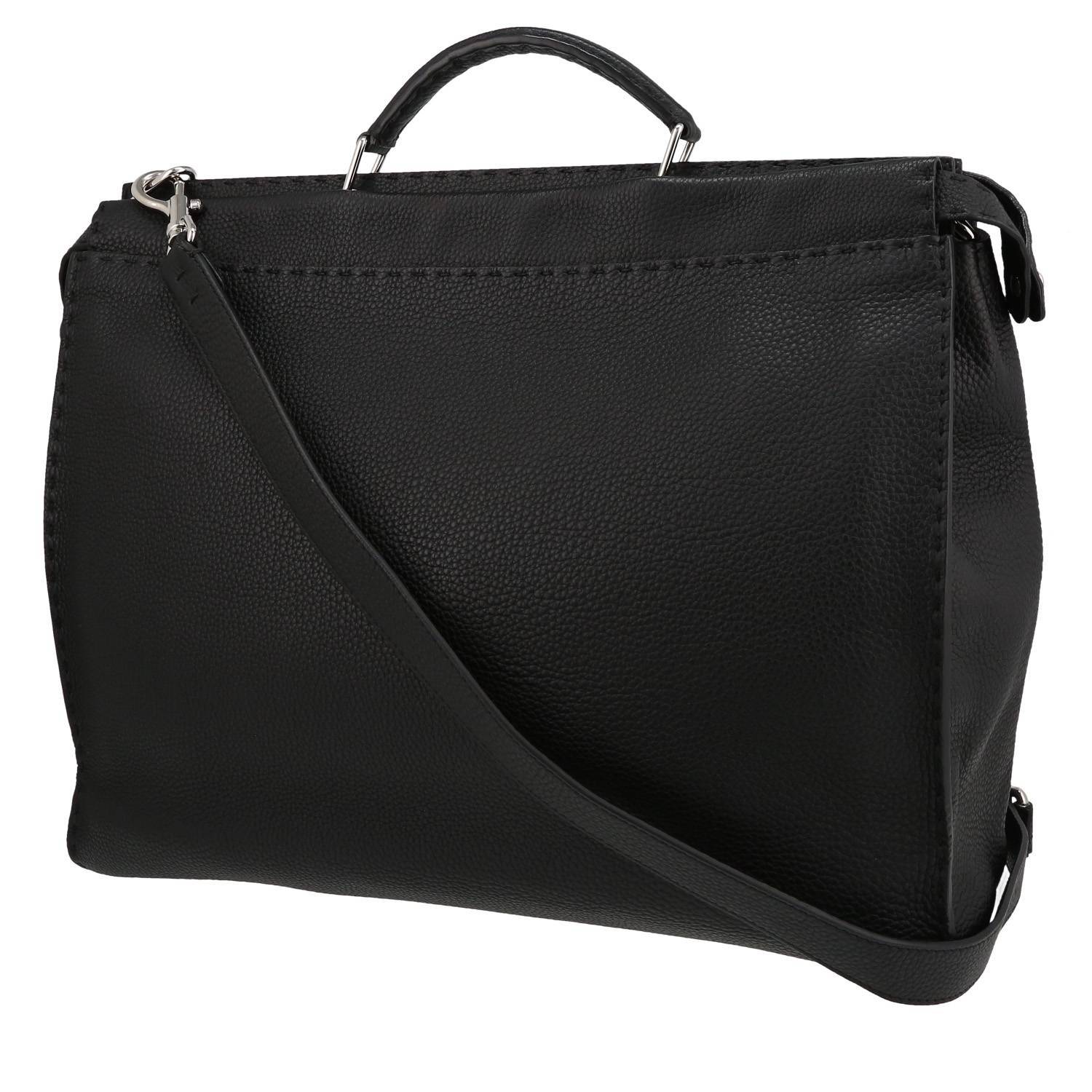 Fendi Peekaboo Selleria large model bag in black grained leather