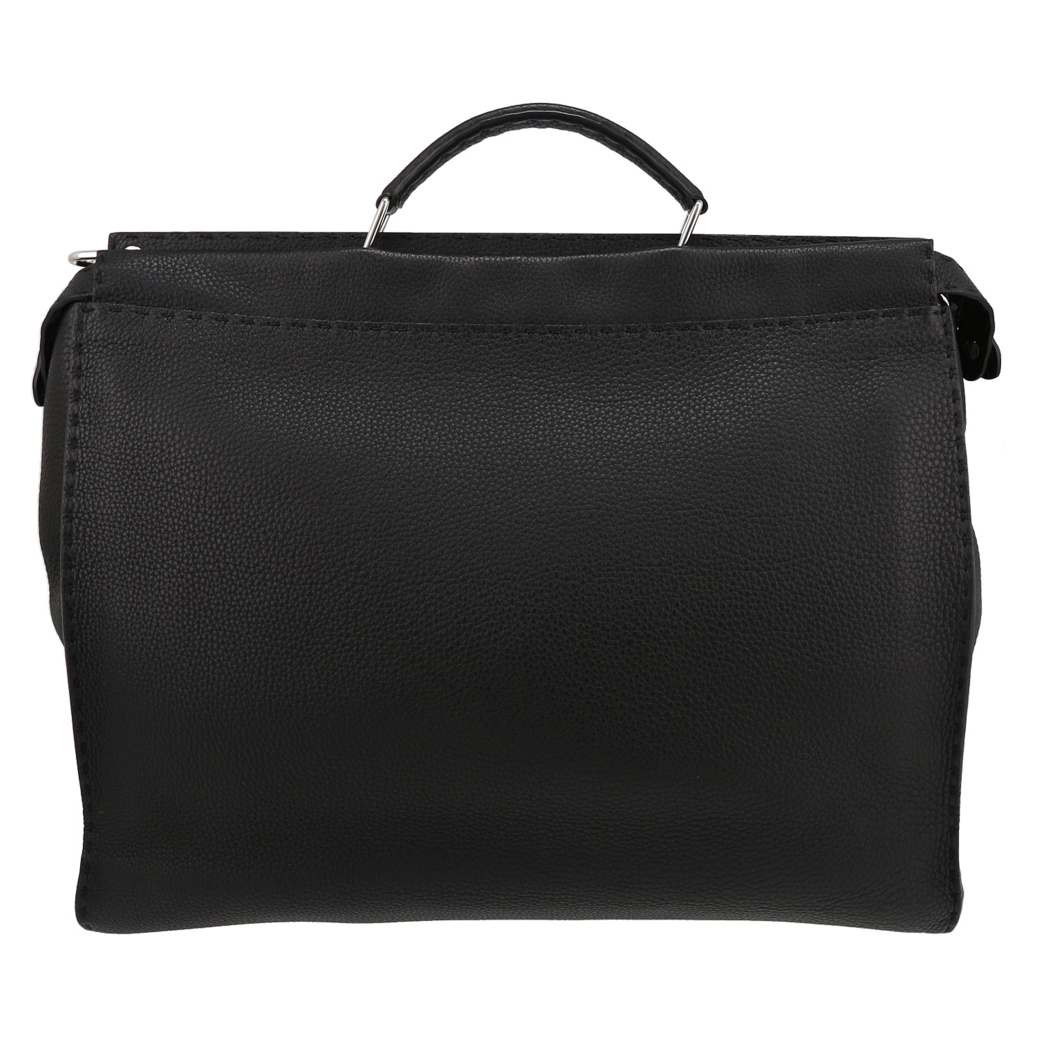 Borsa Fendi Peekaboo Selleria modello grande in pelle martellata nera - Detail D2