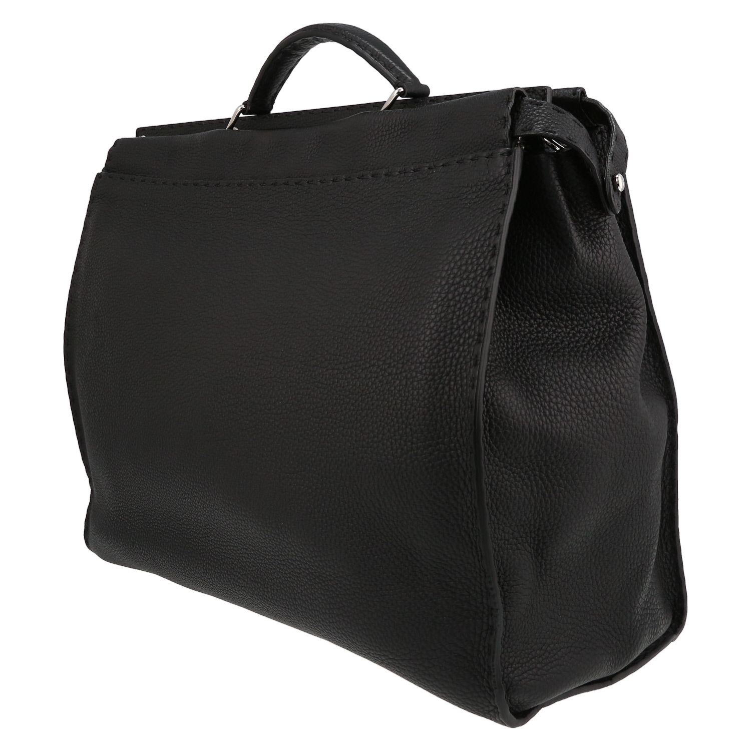 Borsa Fendi Peekaboo Selleria modello grande in pelle martellata nera - Detail D3