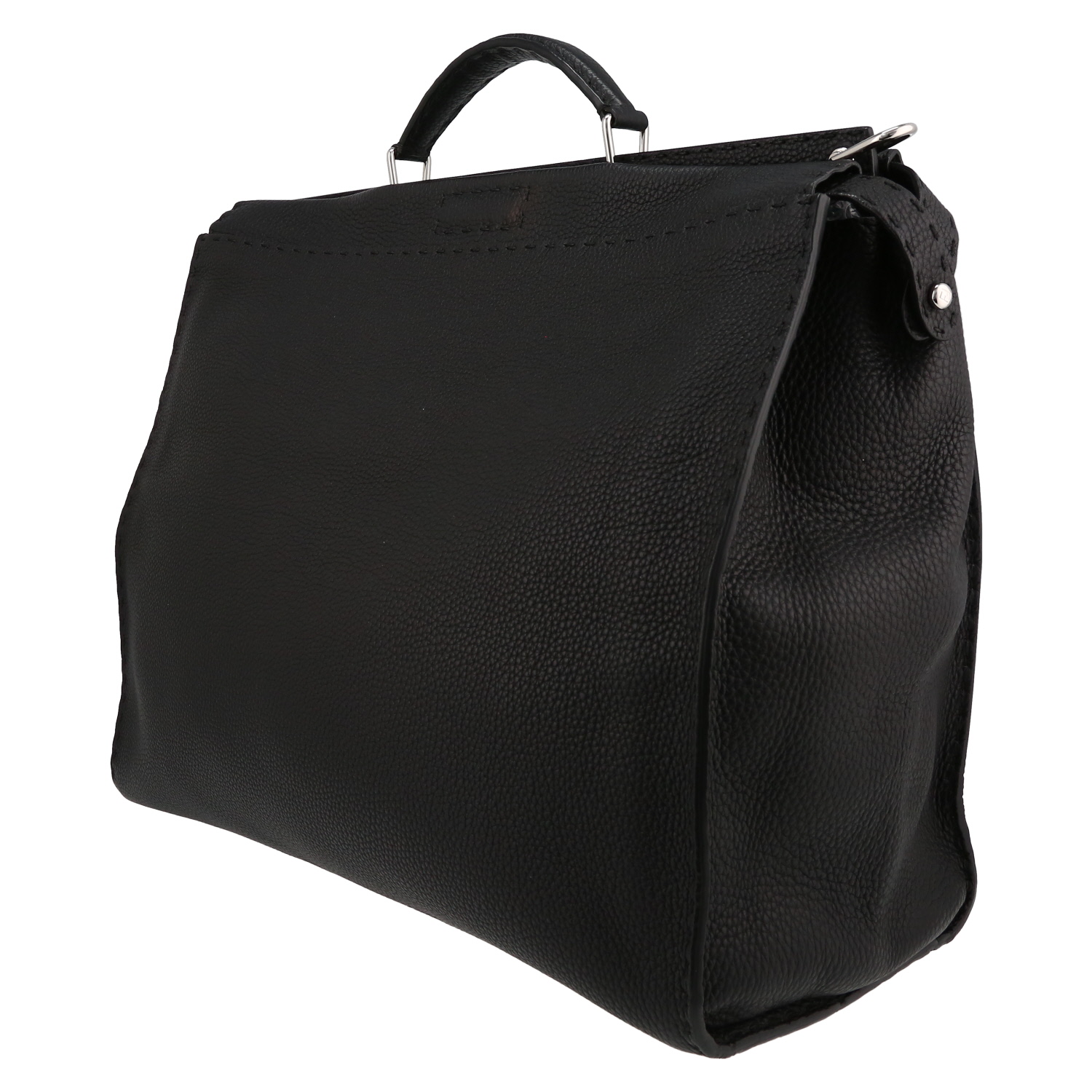 Borsa Fendi Peekaboo Selleria modello grande in pelle martellata nera - Detail D5