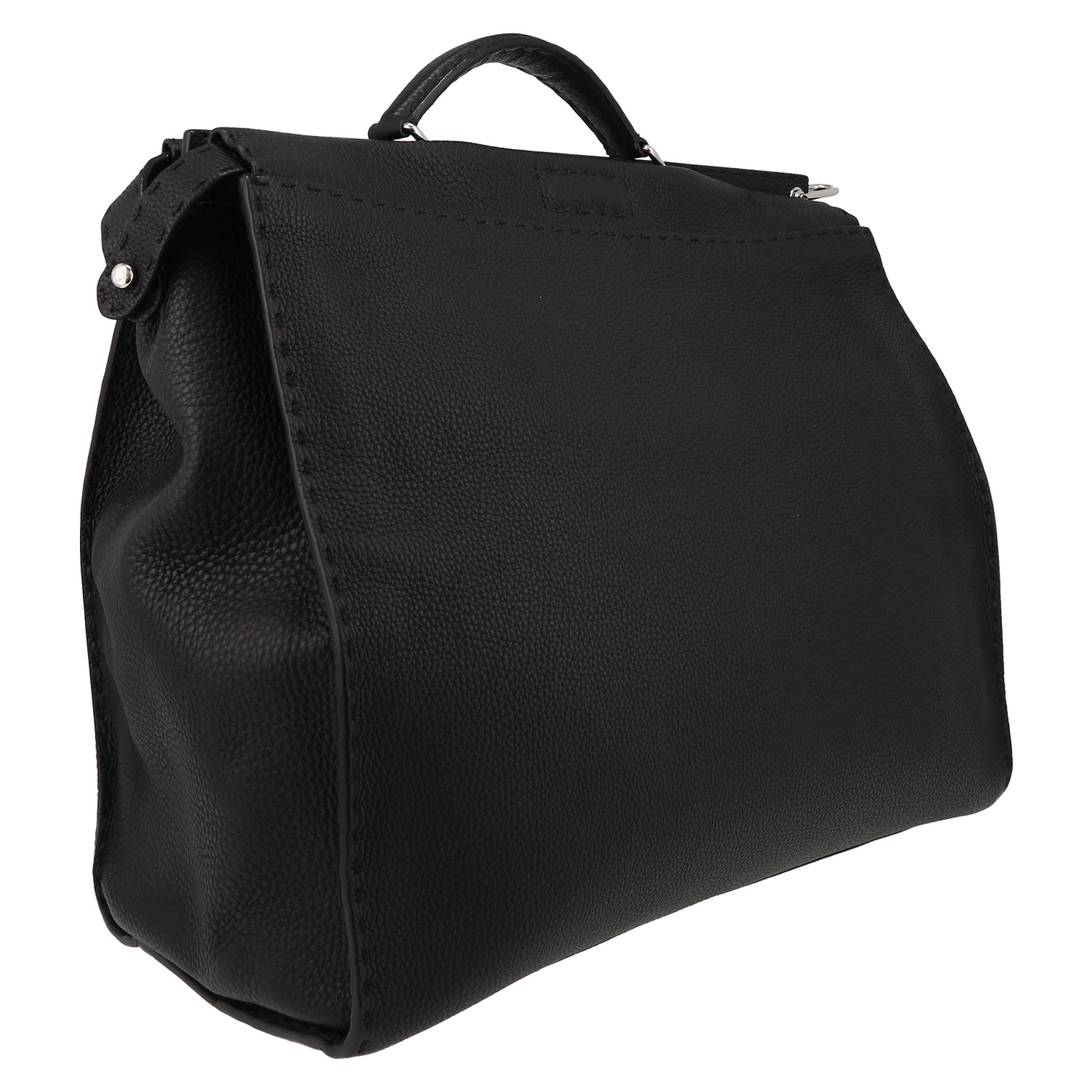 Sac Fendi Peekaboo Selleria grand modèle en cuir grainé noir - Detail D6