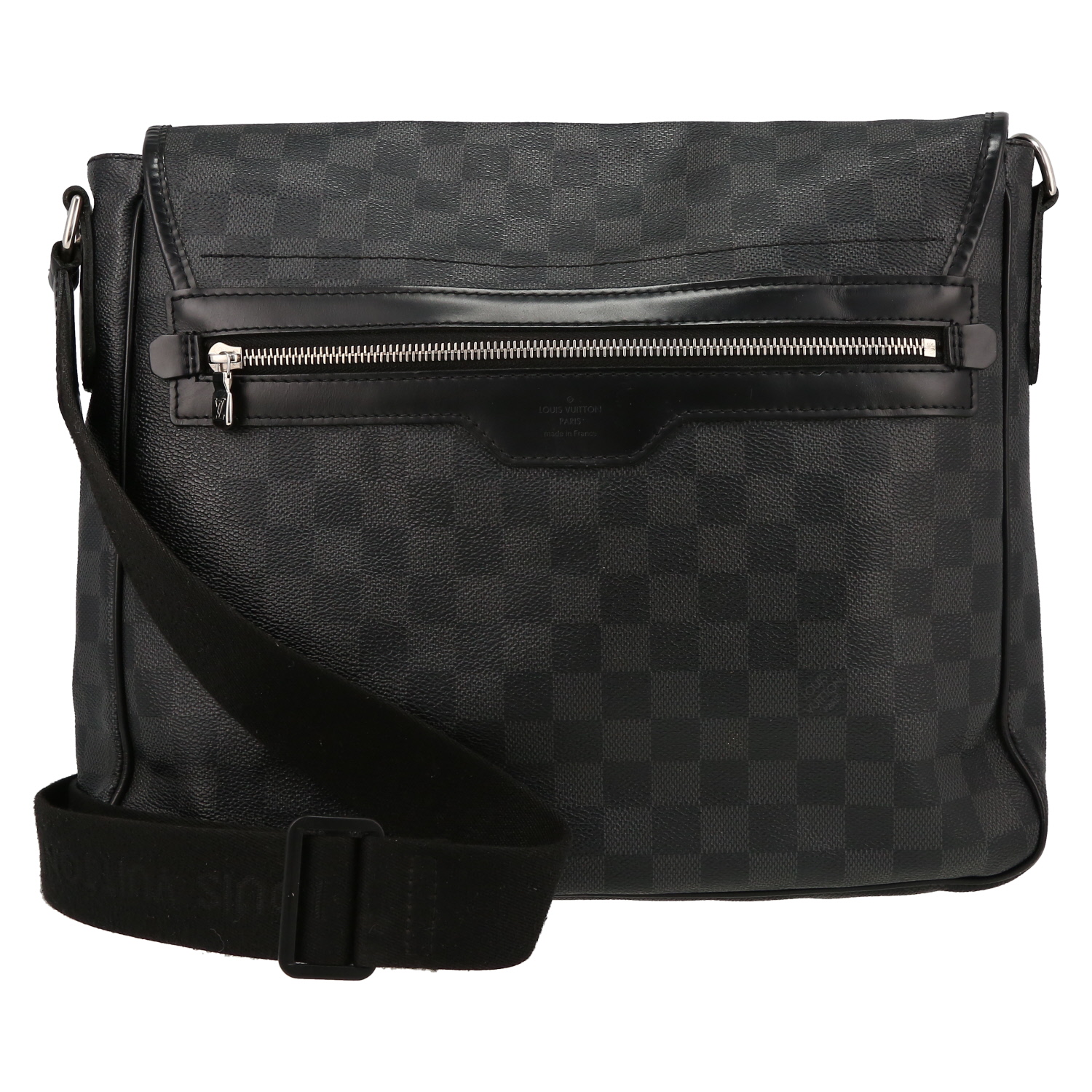 Louis Vuitton  Messenger shoulder bag  in anthracite grey damier graphite canvas  and black canvas - Detail D7