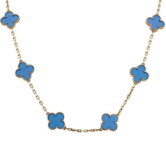Collar Van Cleef & Arpels Alhambra Vintage de oro amarillo y ágata azul