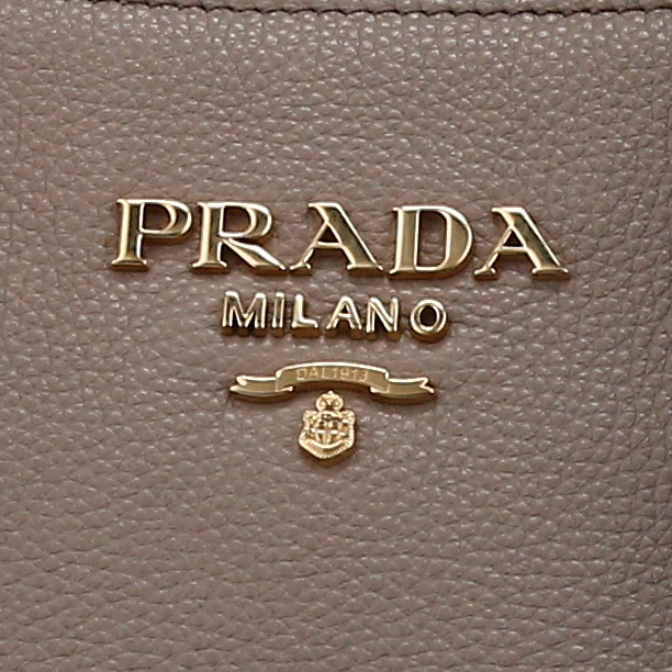 Prada  Double handbag  in taupe grained leather - Detail D1