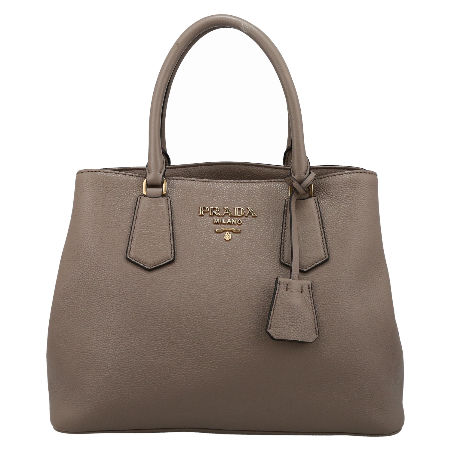 Prada  Double handbag  in taupe grained leather - Detail D2