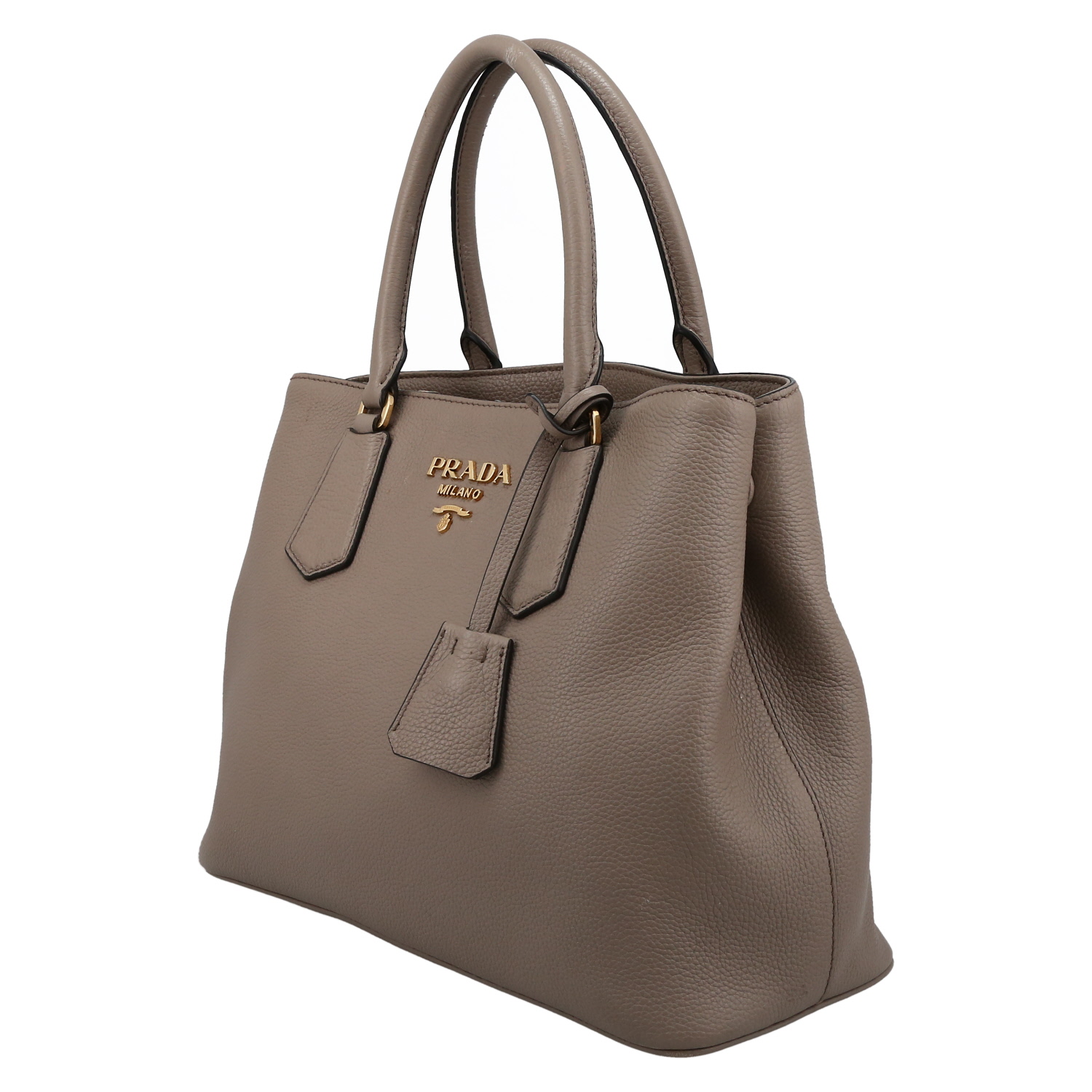 Prada  Double handbag  in taupe grained leather - Detail D3