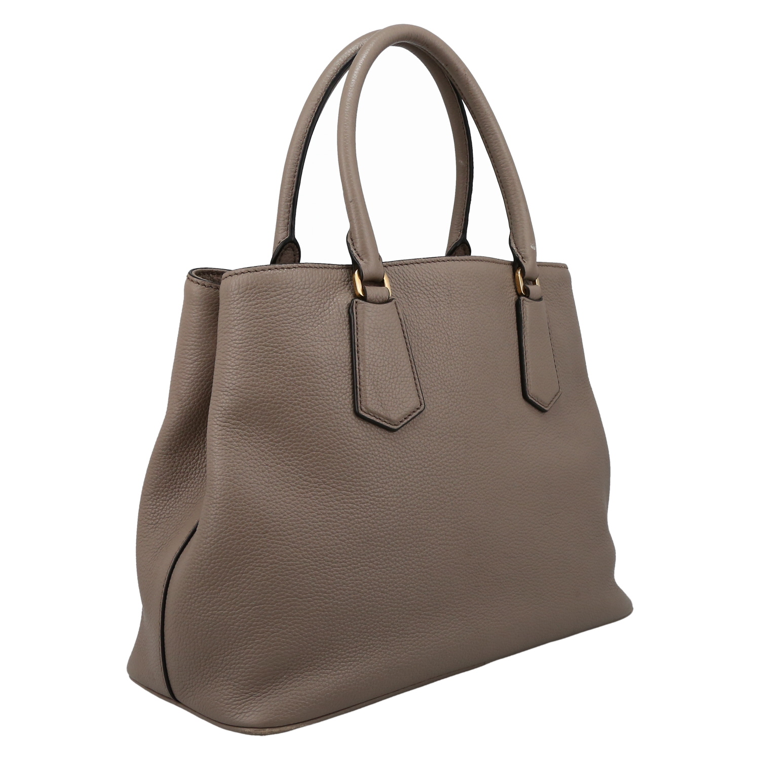 Sac à main Prada  Double en cuir grainé taupe - Detail D6
