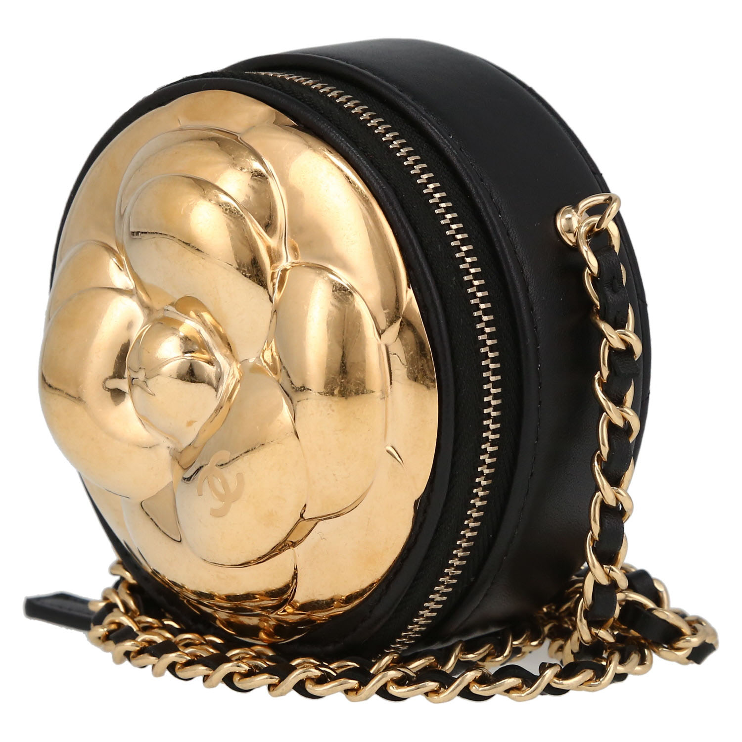Bolso joya Chanel  Editions Limitées en metal dorado y cuero negro - Detail D3