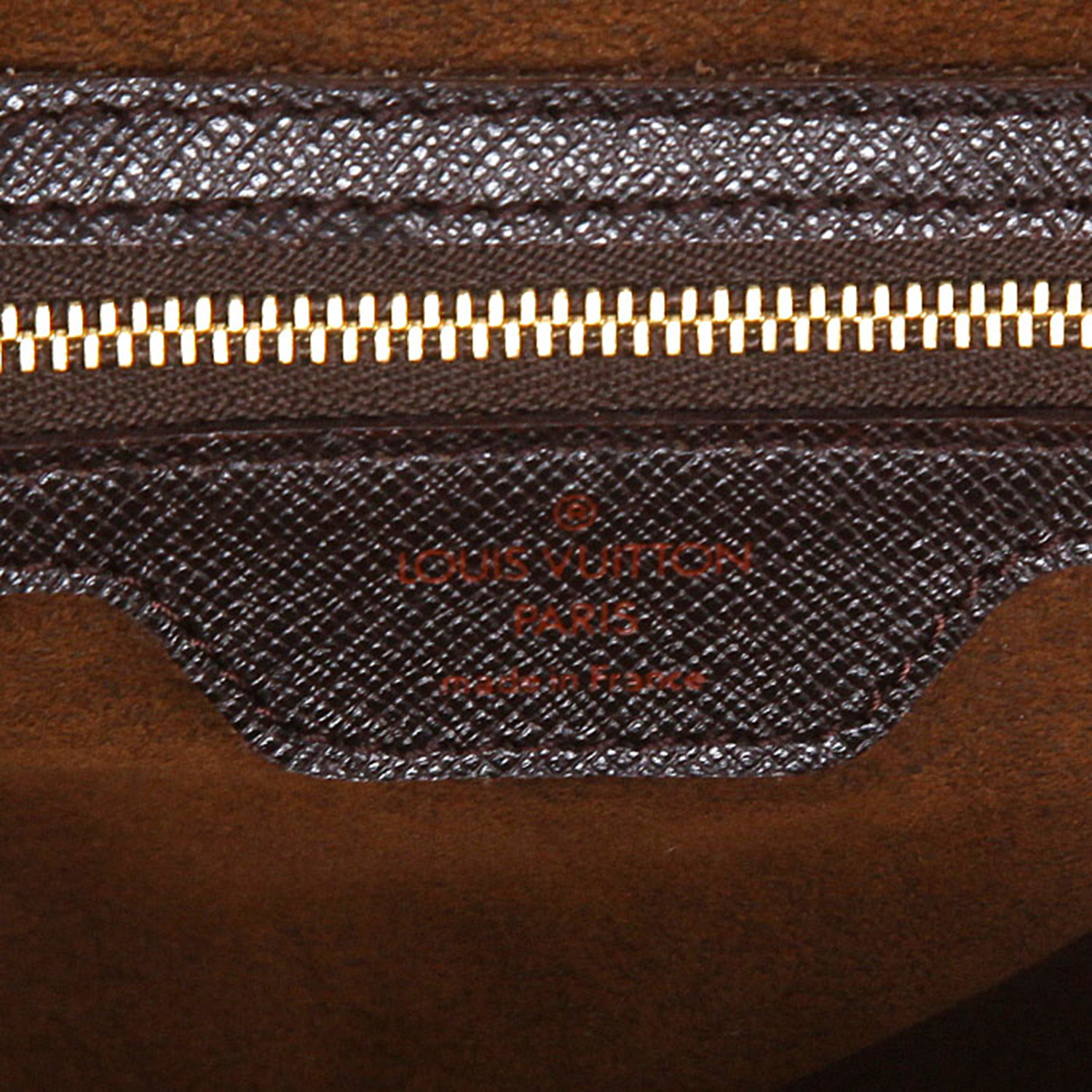 Sac à main Louis Vuitton  Triana en toile damier ébène et cuir glacé marron - Detail D9