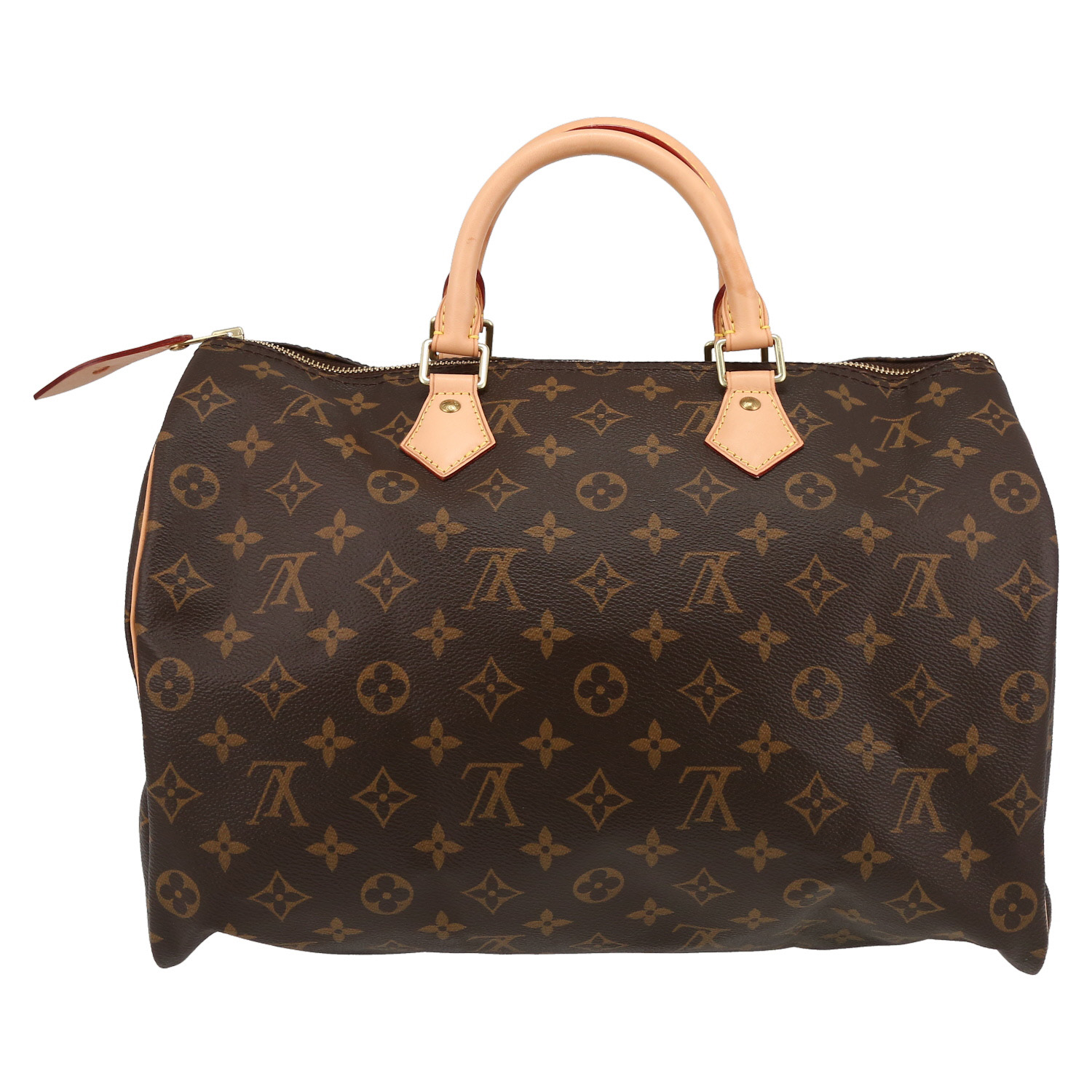 Louis Vuitton  Speedy 35 handbag  in brown monogram canvas  and natural leather - Detail D2