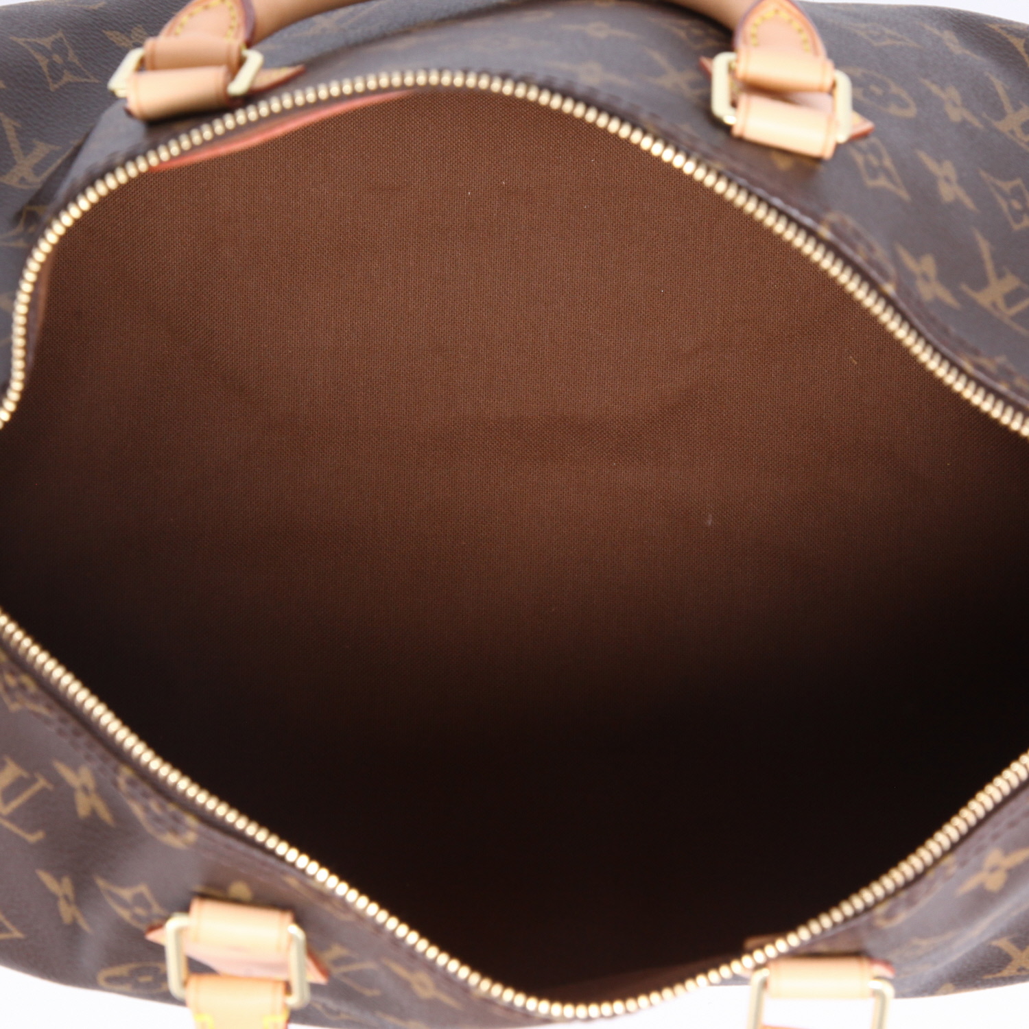 Sac à main Louis Vuitton  Speedy 35 en toile monogram marron et cuir naturel - Detail D8