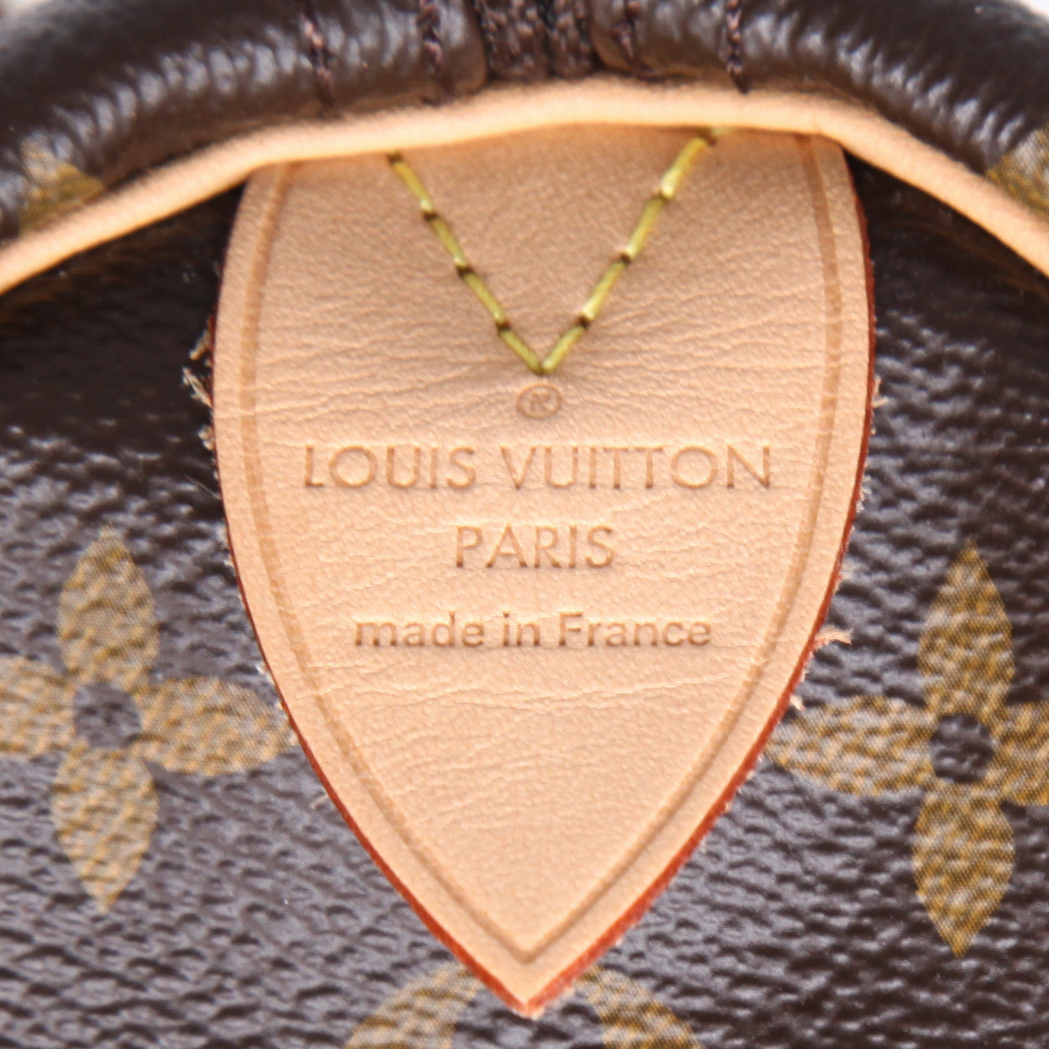 Sac à main Louis Vuitton  Speedy 35 en toile monogram marron et cuir naturel - Detail D9